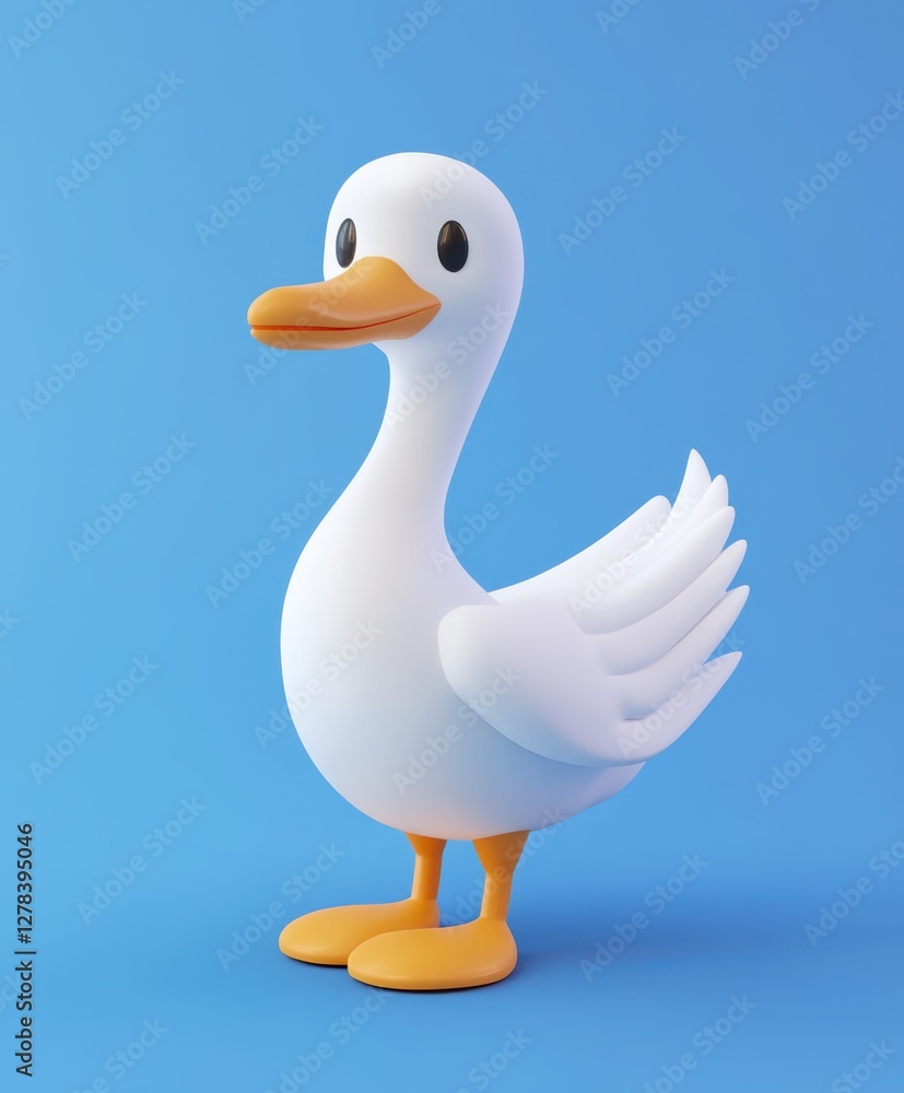 Obraz premium An arafed duck poses gracefully on a vibrant blue surface, complemented by a matching blue background, showcasing its unique features and colors.