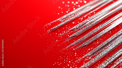 Sparkling glitter effect on bright red background macro photography vibrant colorful composition