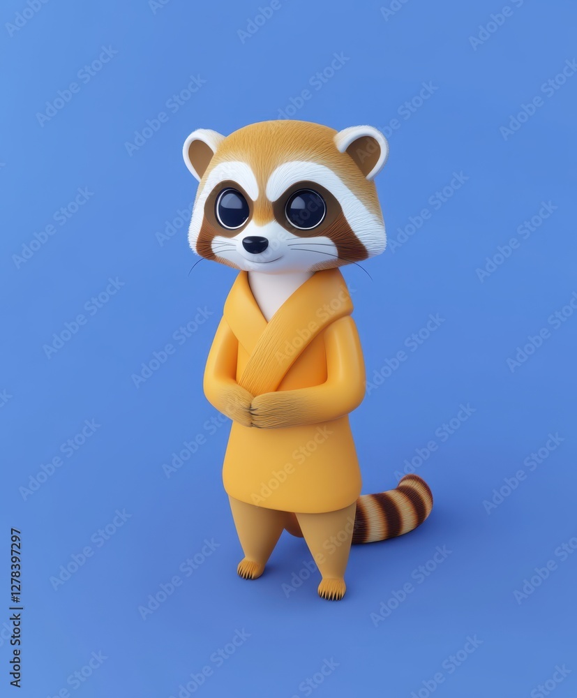 A detailed close-up of a toy raccoon dressed in a suit, set against a vibrant blue backdrop, highlighting its playful and whimsical character. A detailed close-up of a toy raccoon dressed in a suit, set against a vibrant blue backdrop, highlighting its playful and whimsical character.