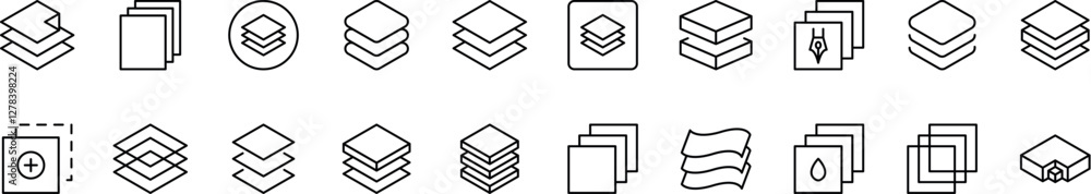 Bundle of Line Icons of Folder. Minimalistic Linear Pictogram for Web and Graphic Design, Apps, Banners, Social Network and Cards Bundle of Line Icons of Folder. Minimalistic Linear Pictogram for Web and Graphic Design, Apps, Banners, Social Network and Cards