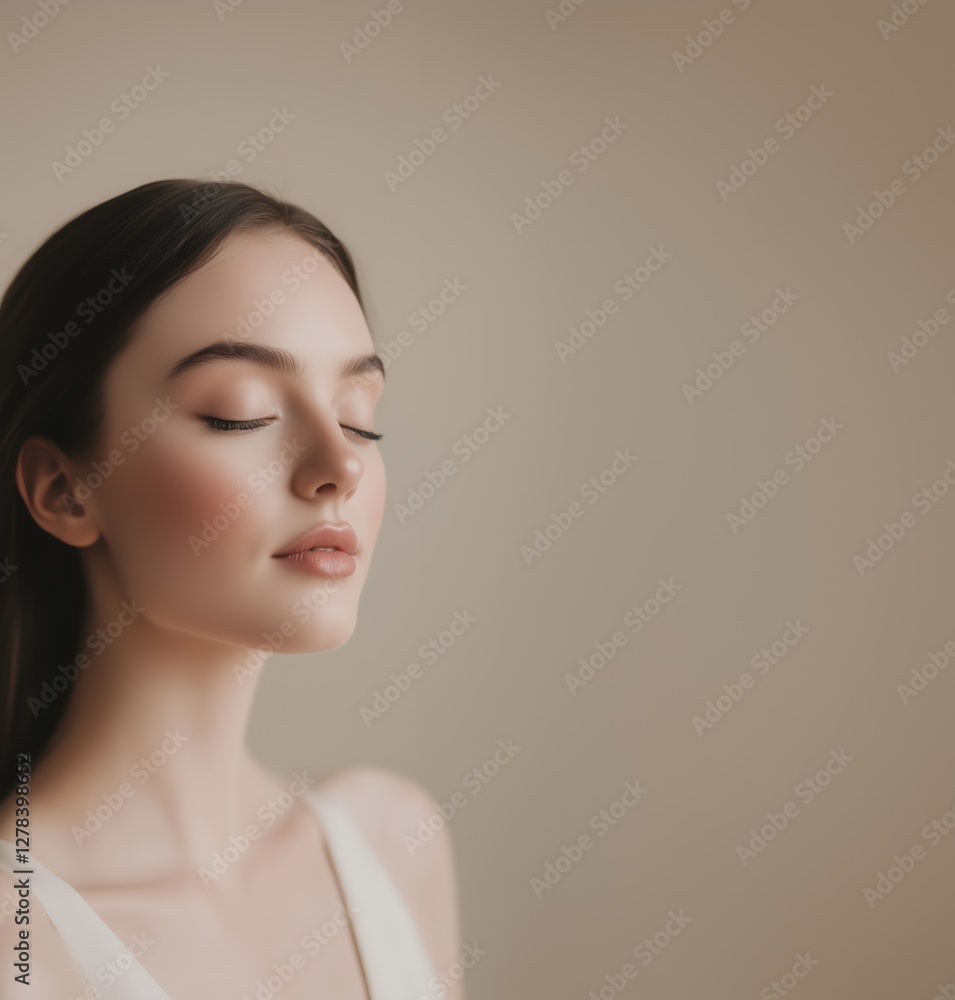 Naklejka premium Serene woman practicing mindfulness meditation indoors