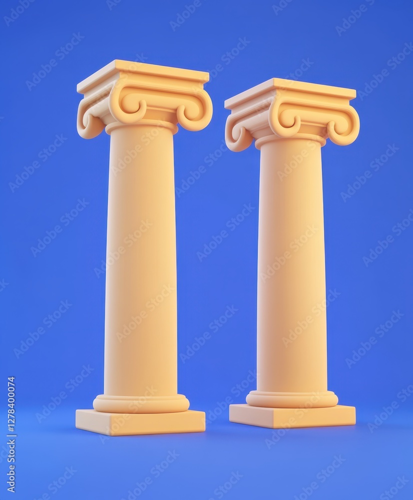 Two elegant white pillars stand against a serene blue backdrop, highlighting their architectural beauty and simplicity. Two elegant white pillars stand against a serene blue backdrop, highlighting their architectural beauty and simplicity.