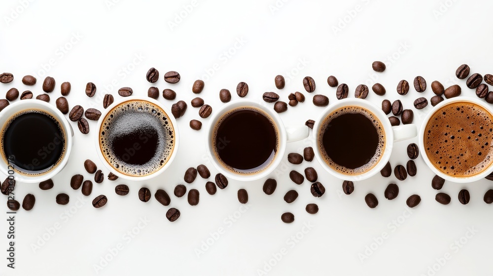 Obraz premium Aromatic Coffee Cups with Coffee Beans