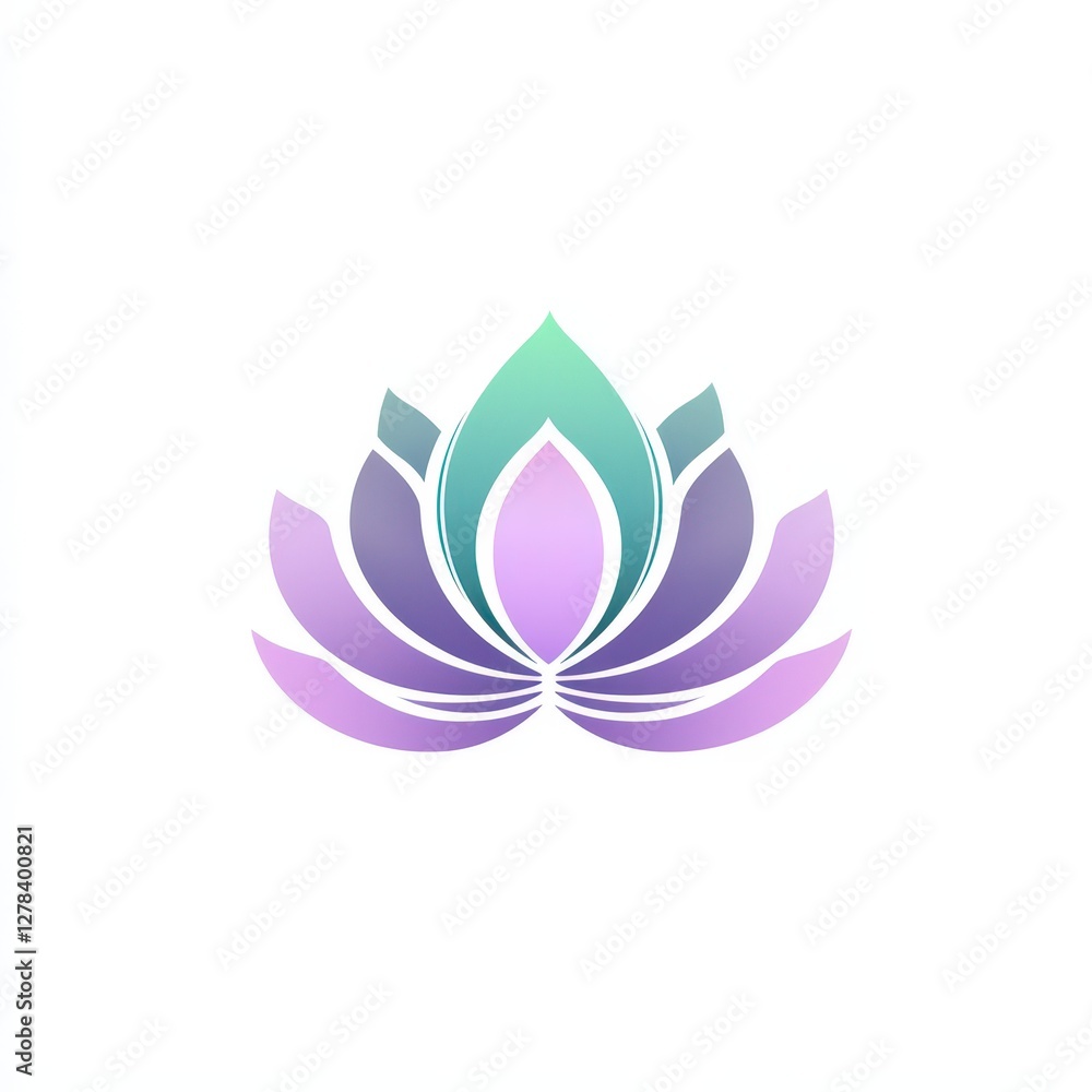 Colorful lotus flower design representing tranquility and beauty in modern art Colorful lotus flower design representing tranquility and beauty in modern art