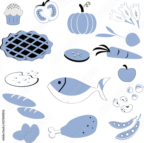 Set of hand drawn food icons. Vector illustration for your design.