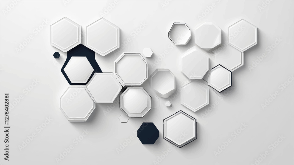 A futuristic abstract white background with a pattern of hexagons. The hexagons are arranged in a subtle, modern, and technological design, with soft blue gradients. The composition has a clean and mi A futuristic abstract white background with a pattern of hexagons. The hexagons are arranged in a subtle, modern, and technological design, with soft blue gradients. The composition has a clean and mi
