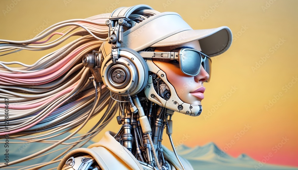 Obraz premium Ciborg Glamour: Belleza Futurista