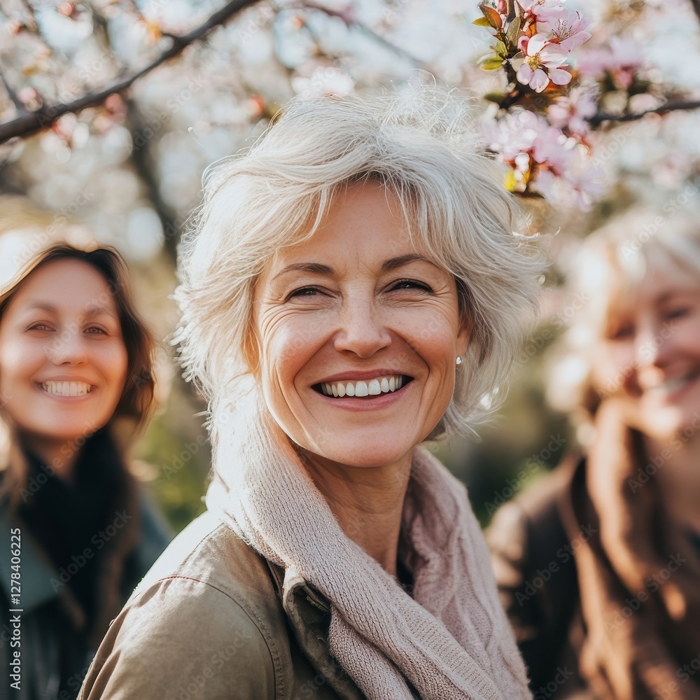 Smiling Senior Women Enjoying Springtime