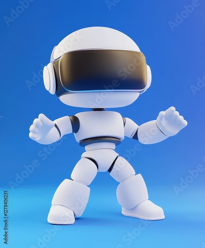 Wallpaper Mural A detailed close-up of a robot wearing a virtual reality headset, showcasing advanced technology and futuristic design elements. Torontodigital.ca