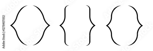 Set of text brackets, braces, quote, text box icons