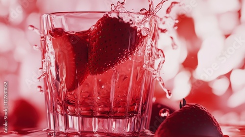 Stunning Strawberry Splash in a Glass: A Vibrant Red Drink Experience