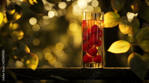 A Stunning Glass of Raspberry Drink in a Nature Setting