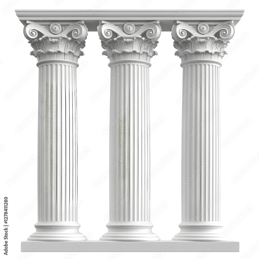 Three white Greek columns, transparent background Three white Greek columns, transparent background