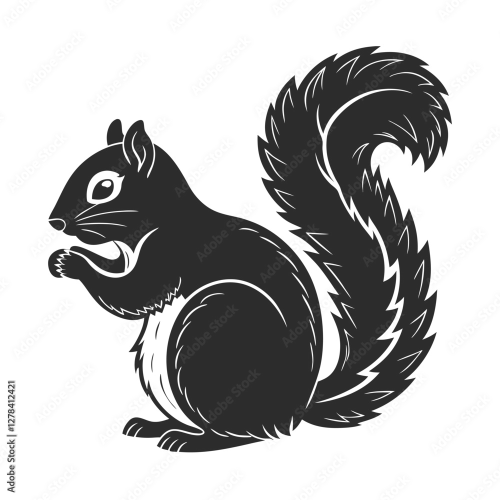 Obraz premium Elegance in Black Squirrel Silhouette Squirrel Icon