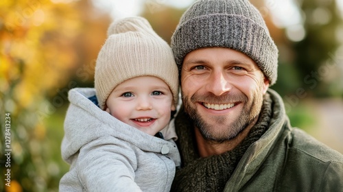 Joyful father and son enjoying a sunny day at the park