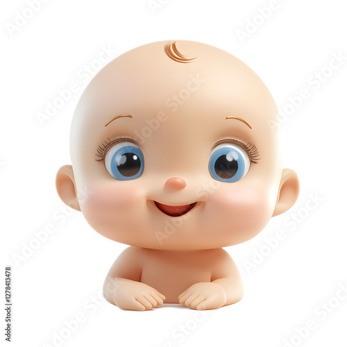 Adorable 3D Rendered Baby Emoji Symbol Isolated on White Background