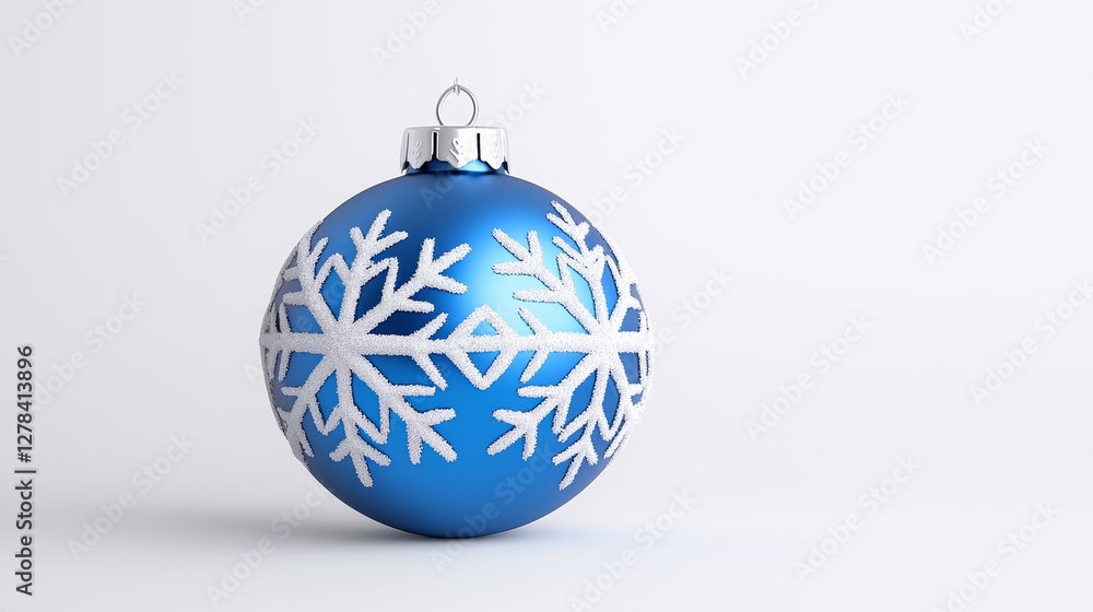 Decorative blue christmas ornament with snowflakes festive display minimalist background seasonal vibes Decorative blue christmas ornament with snowflakes festive display minimalist background seasonal vibes
