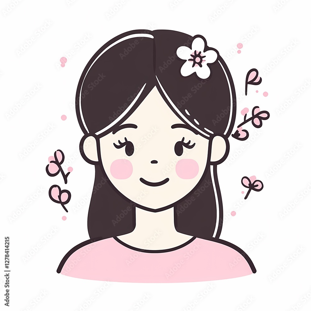 Charming illustration of a young woman with cherry blossoms in her hair, perfect for children's books.
Charming illustration of a young woman with cherry blossoms in her hair, perfect for children's books.