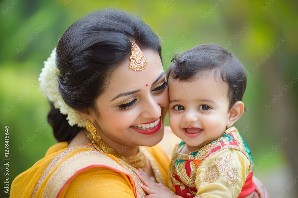 Indian Mother and Baby Smiling. Happy Asian Mom and Child Bonding with Joy Indian Mother and Baby Smiling. Happy Asian Mom and Child Bonding with Joy