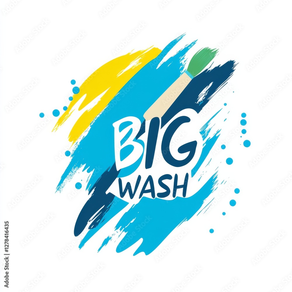 Fototapeta premium Big Wash Artistic Logo with Colorful Brush Strokes and Splatters on a White Background - Vector Illustration
