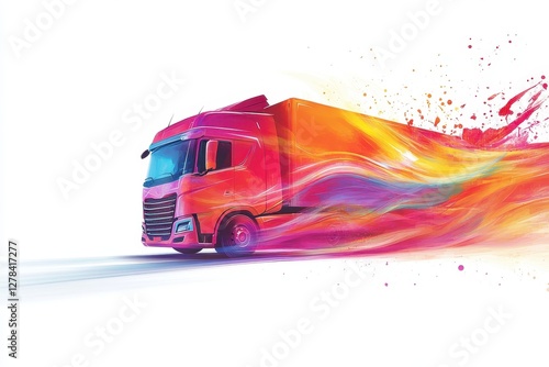 Dynamic Colorful Truck Design with Motion Effects and Vibrancy