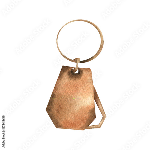 Bild auf Leinwand Leather brown keychain watercolor illustration