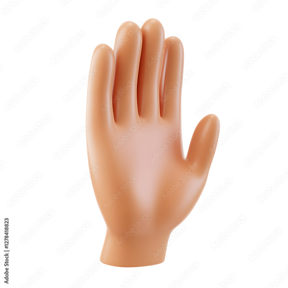 Fototapeta premium Raised Back of Hand Emoji Isolated on White Background 3D Render