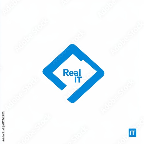 Free Download Modern and Clean Logo Design for Real IT with Geometric Shapes and a Professional Blue Color Scheme - GFXLoad