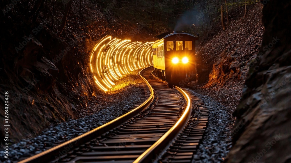 Train Making Curves with Motion Blur Effects Train Making Curves with Motion Blur Effects