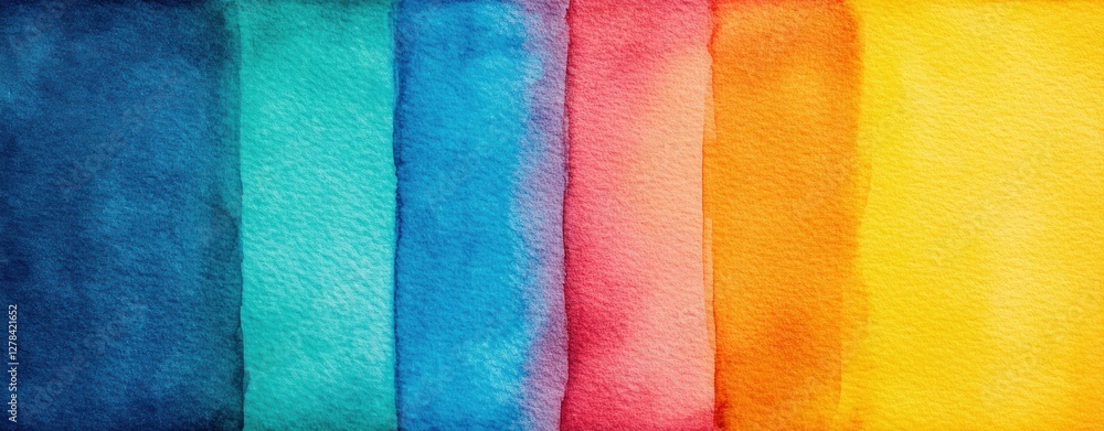 Fototapeta premium Vibrant Watercolor Background in Vivid Color Stripes for Design