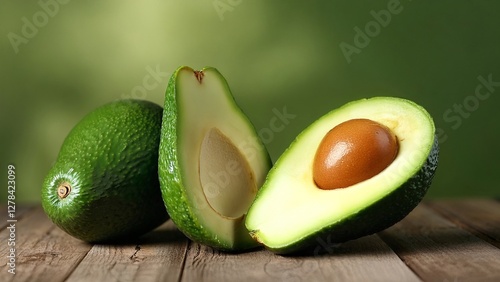 Avocado on green background