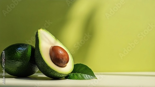 Avocado on green background