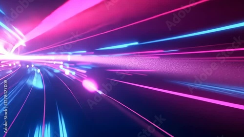 Wallpaper Mural Futuristic Abstract Light Trails in Blue and Pink Color Shades Torontodigital.ca