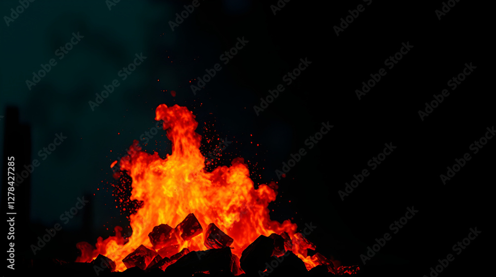 Intense Flames with Glowing Sparks Intense Flames with Glowing Sparks