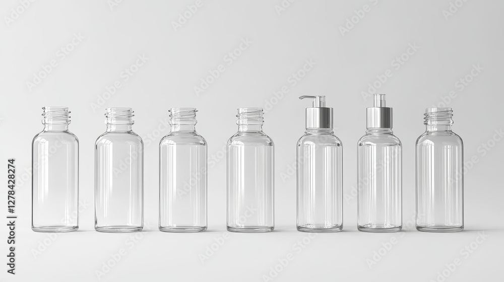 Transparent pump bottles for liquid soap or lotion 3d vector mockup. Isolated empty glass or plastic containers, blank packages with dispenser for bath or toilet cosmetics, Realistic mock up set Transparent pump bottles for liquid soap or lotion 3d vector mockup. Isolated empty glass or plastic containers, blank packages with dispenser for bath or toilet cosmetics, Realistic mock up set