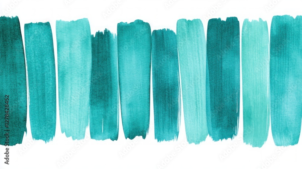 Fototapeta premium Vibrant Teal Watercolor Strokes for Artistic Backgrounds and Designs