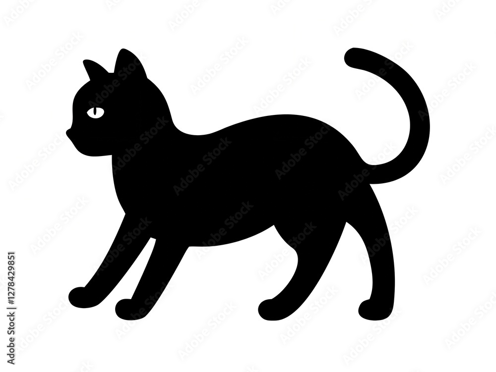 black silhouette of cat on white background black silhouette of cat on white background