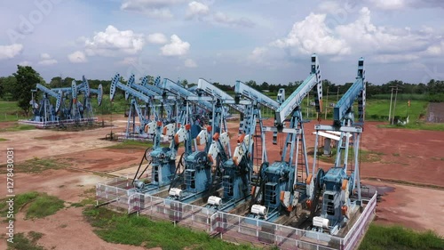   Working oil pump jack on a oil field Oil and gas industry