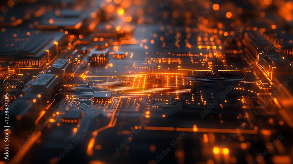 Glowing Circuit Board, Tech Background Glowing Circuit Board, Tech Background