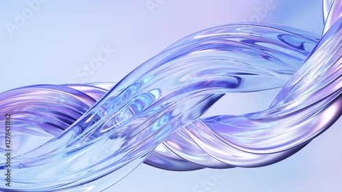 Abstract wave loop animation. 3D rendered background, flowing, fluid, twisted shapes with a metallic, glass and iridescent texture. Smooth light gradient. Elegant live wallpaper and animated footage	