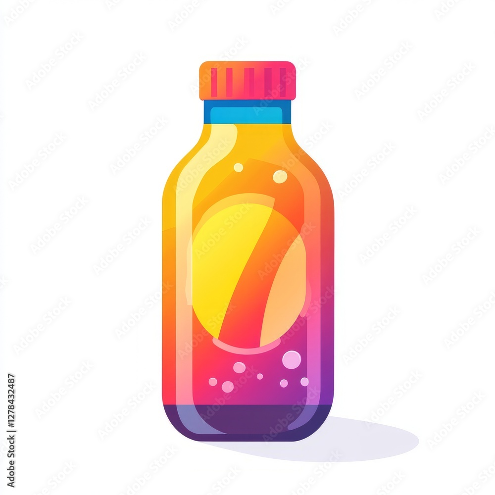 Colorful Vibrant Drink Bottle Illustration Colorful Vibrant Drink Bottle Illustration