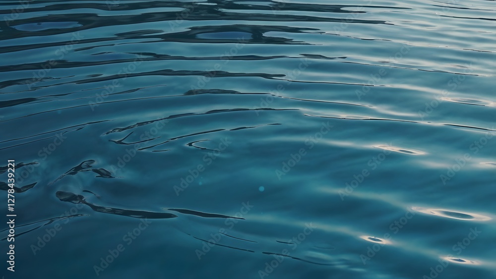 Naklejka premium Calm Blue Water Surface with Gentle Ripples - Serene Ocean or Lake Background