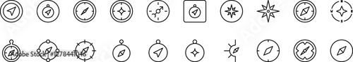 Compass Line Icon Set. Minimalistic Linear Pictogram for Web and Graphic Design, Apps, Banners, Social Network and Cards