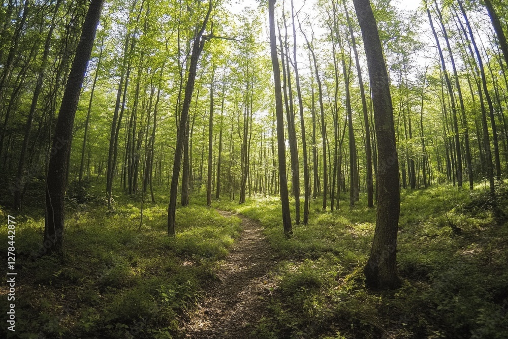 A serene forest path surrounded by tall trees, perfect for nature photography or landscape design inspiration A serene forest path surrounded by tall trees, perfect for nature photography or landscape design inspiration