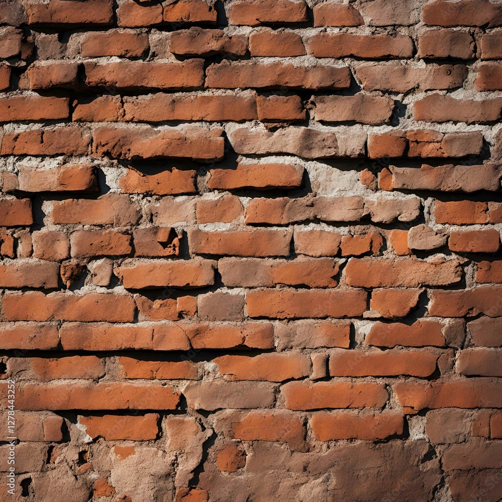 Fototapeta premium Rustic Red Brick Wall with Weathered Texture