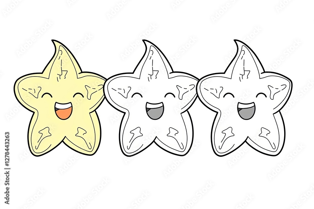 Fototapeta premium Baby starfruit with a happy face, glowing like a star.