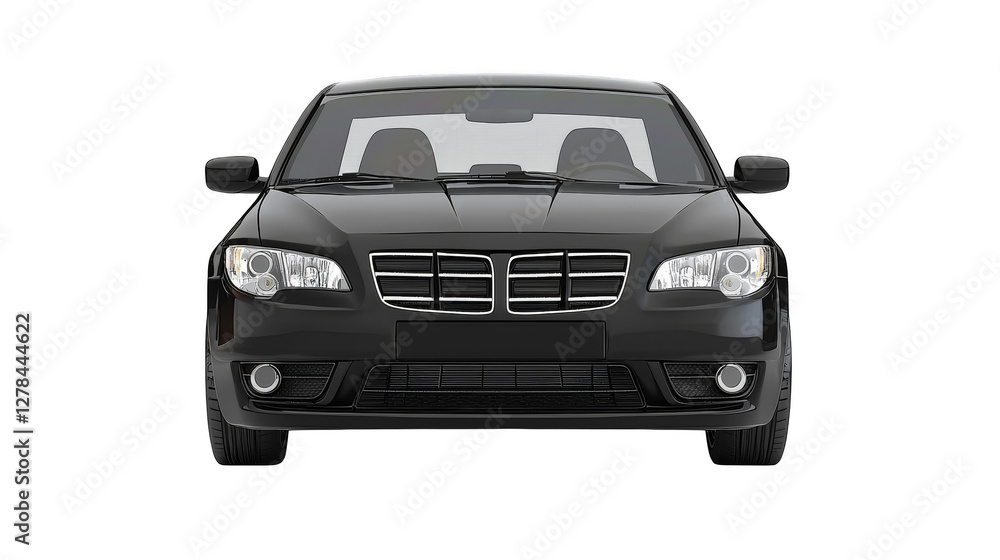 Naklejka premium Black sports car isolated on a white background with a sleek and shiny design