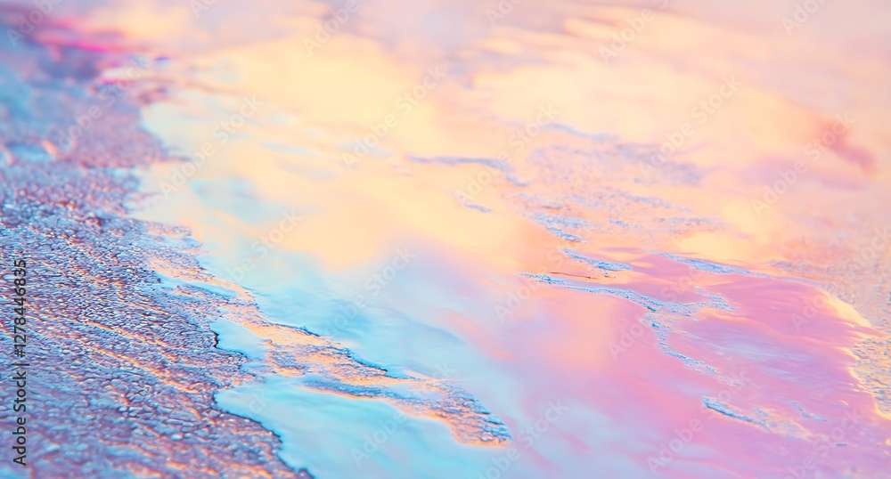 Abstract background iridescent oil slick on water close-up Abstract background iridescent oil slick on water close-up