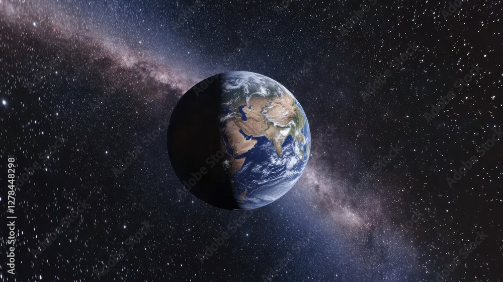 Fototapeta premium EarthfromSpacewithMilkyWay