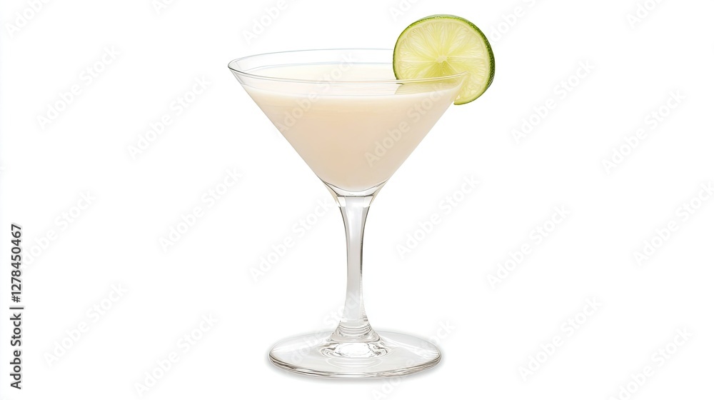 Creamy Cocktail in Martini Glass with Lime Garnish